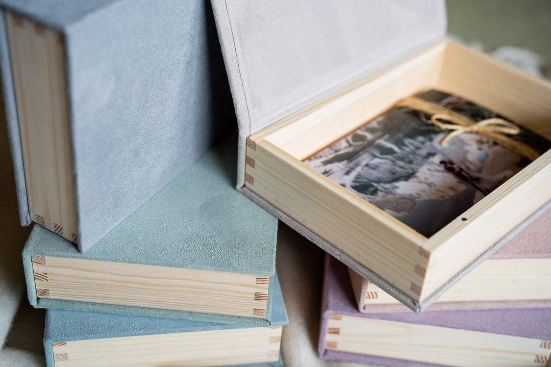 Stoffbox Holzbox für Fotos