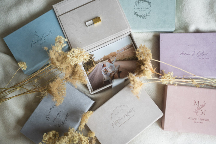 Wildlederboxen für Fotos 15x23cm (vegan)