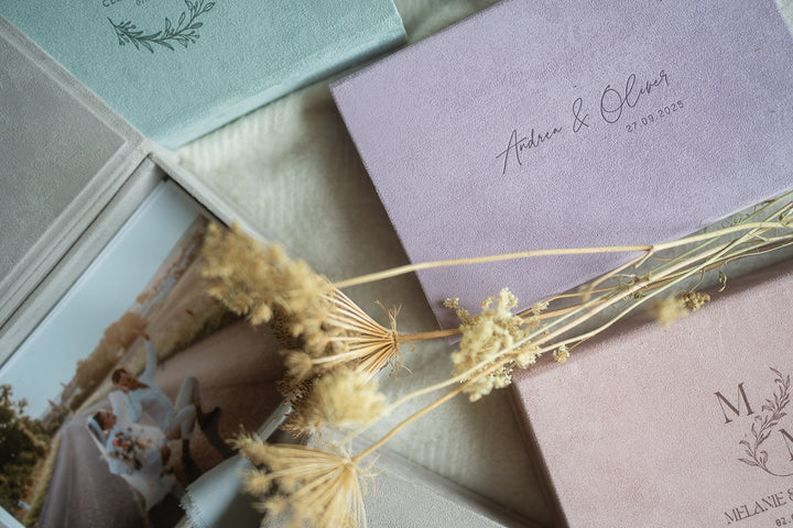 Wildlederboxen für Fotos 15x23cm (vegan)