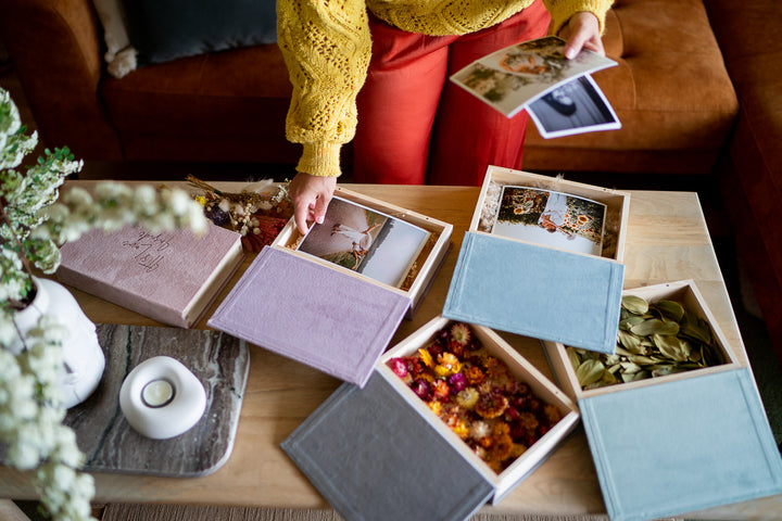 Holzbox mit Stoffdeckel