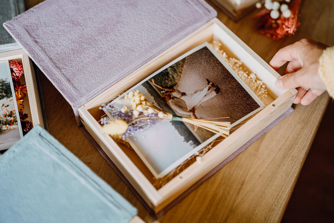 Stoffbox mit Holzelementen