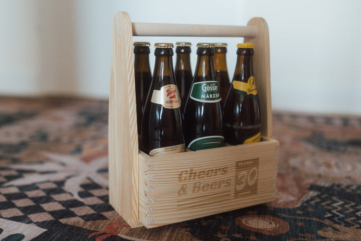 Individueller 6er Bierträger aus Holz – Perfekt als Geschenk & Transport