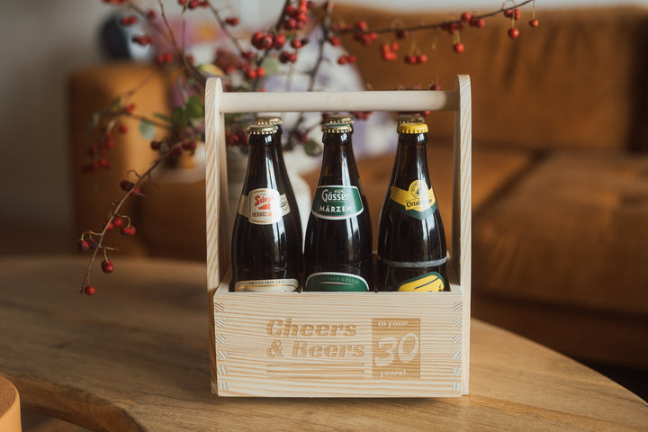 Individueller 6er Bierträger aus Holz – Perfekt als Geschenk & Transport