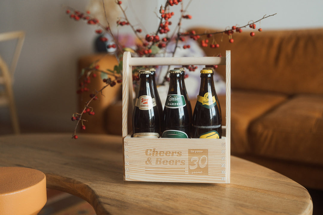 Individueller 6er Bierträger aus Holz – Perfekt als Geschenk & Transport