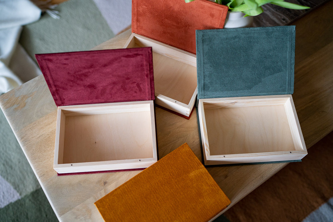 Stoffbox Holzbox für Fotos